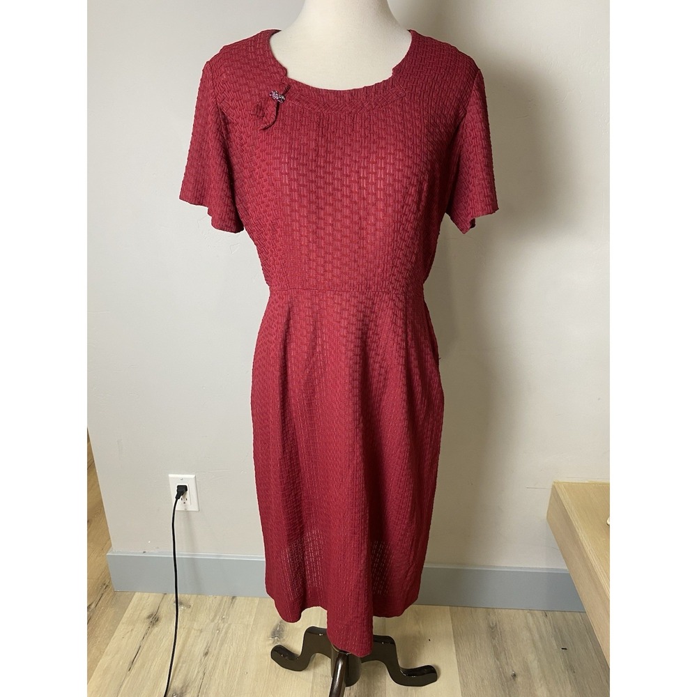 VTG 40's/50's Burgundy Textured Dress With Bolero Jacket  Waist-30 M